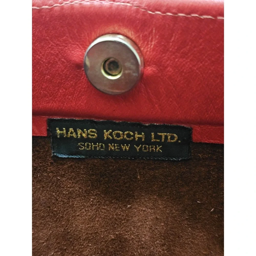 Vintage Hans Koch Ltd Soho New York Red Leather Bucket Shoulder Bag‎ Braided